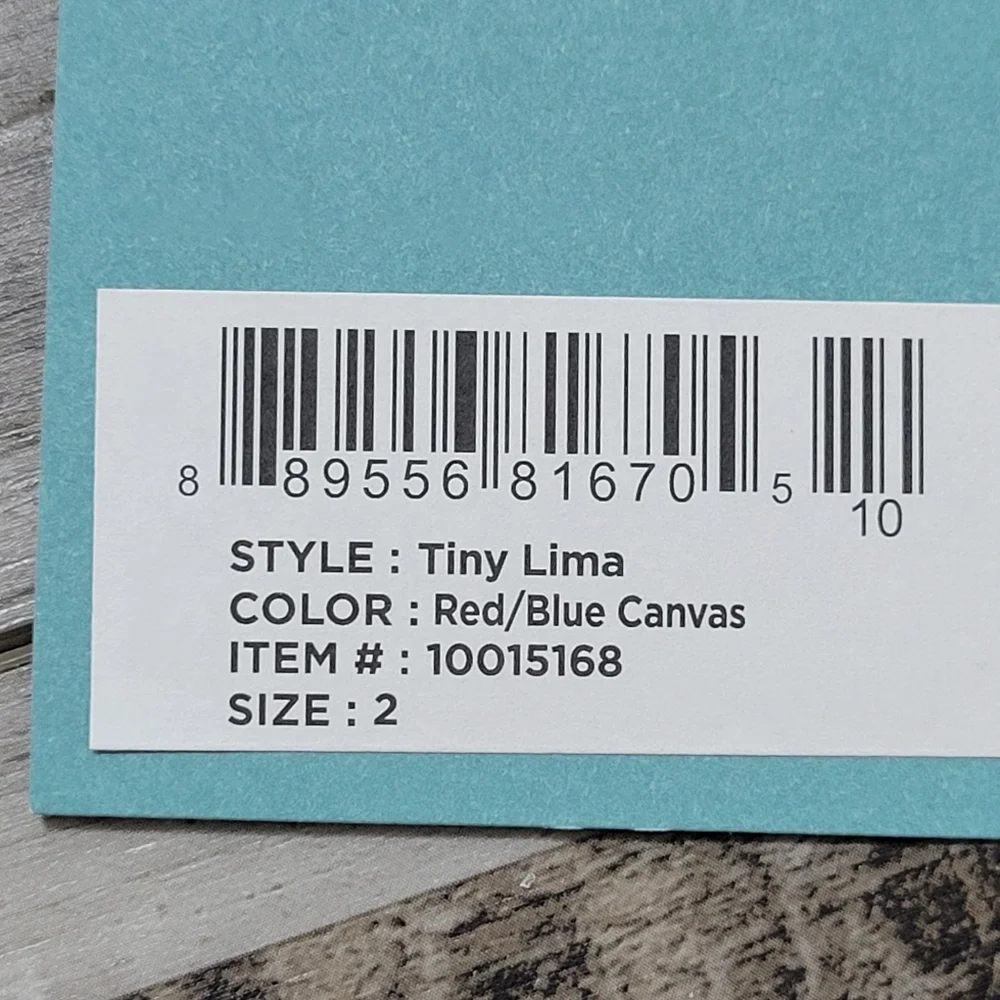 New Baby Toms Tiny Lima Red Blue Canvas Crib Shoe Size 2 Infant